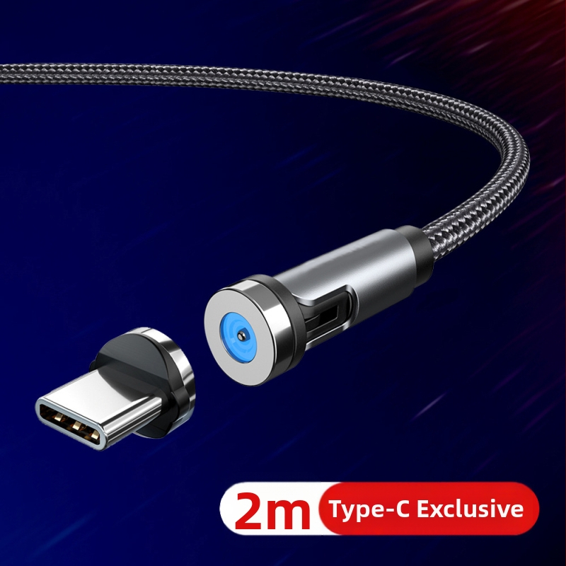 Μαγνητικό καλώδιο δεδομένων με περιστρεφόμενη κεφαλή 540°, υποστηρίζει Lightning, Micro USB και Type-C, γρήγορη φόρτιση έως 2A, υφαντή σχεδίαση