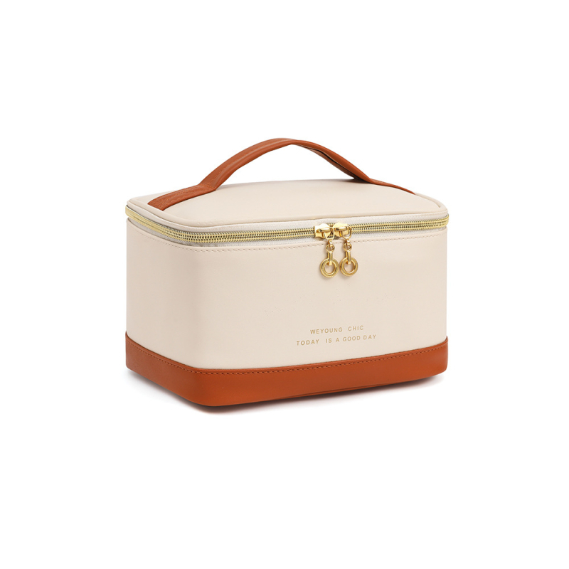 Geantă de cosmetică din PU, impermeabilă, ultra-ușoară, pliabilă, unisex, stil urban minimalist, căptușeală din poliester