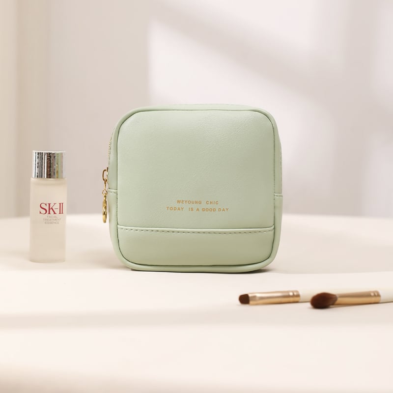 Geantă de cosmetică din PU, impermeabilă, ultra-ușoară, pliabilă, unisex, stil urban minimalist, căptușeală din poliester