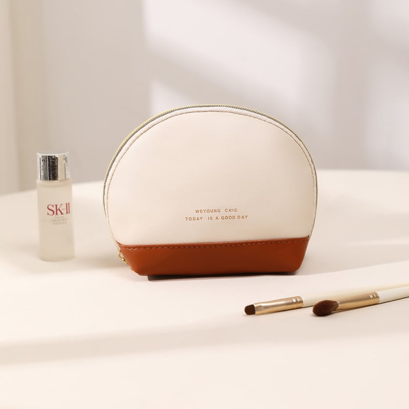 Geantă de cosmetică din PU, impermeabilă, ultra-ușoară, pliabilă, unisex, stil urban minimalist, căptușeală din poliester