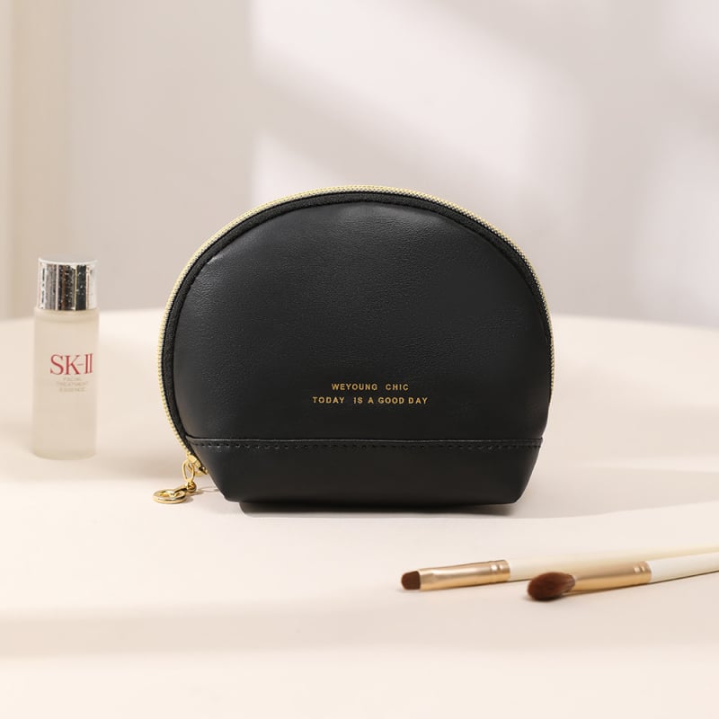 Geantă de cosmetică din PU, impermeabilă, ultra-ușoară, pliabilă, unisex, stil urban minimalist, căptușeală din poliester