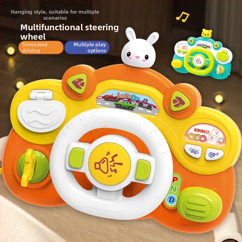 Образователен волан за деца – електрическа играчка с светлини и музика, симулация на ко‑пилот, за количка, за възраст 0–3 години