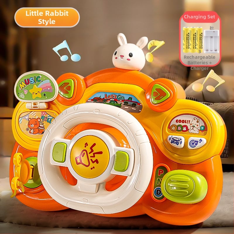 Образователен волан за деца – електрическа играчка с светлини и музика, симулация на ко‑пилот, за количка, за възраст 0–3 години