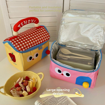 Geantă de machiaj cu design drăguț de casă mică, poliester, model anime, fără căptușeală, izolație, pliabilă (Poliester; Model anime; Fără căptușeală; Izolație; Pliabilă)