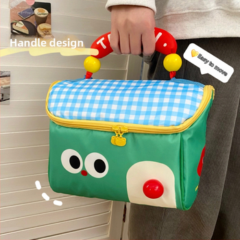 Geantă de machiaj cu design drăguț de casă mică, poliester, model anime, fără căptușeală, izolație, pliabilă (Poliester; Model anime; Fără căptușeală; Izolație; Pliabilă)