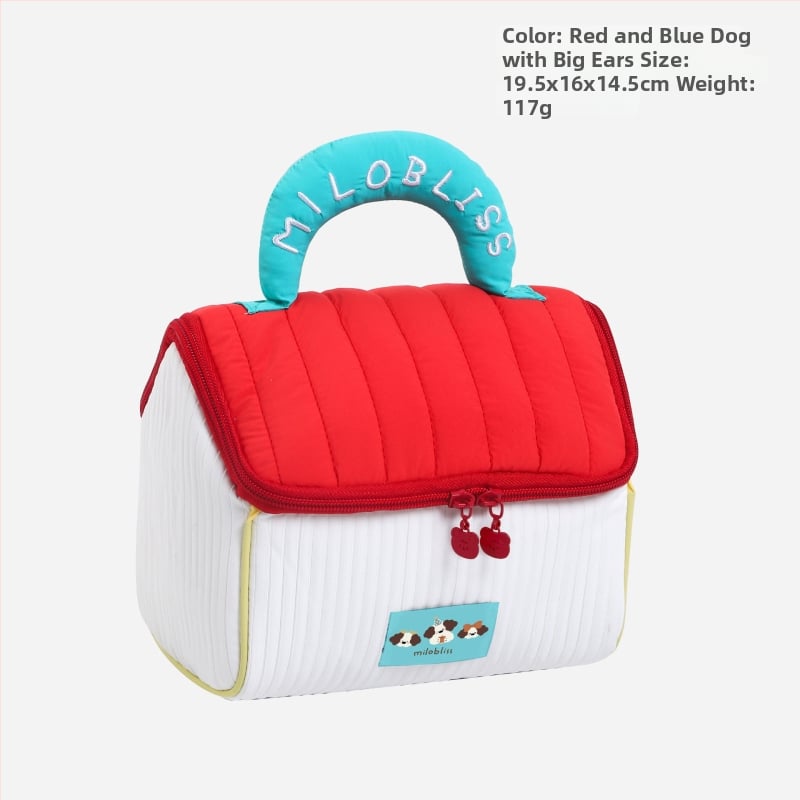 Geantă de machiaj cu design drăguț de casă mică, poliester, model anime, fără căptușeală, izolație, pliabilă (Poliester; Model anime; Fără căptușeală; Izolație; Pliabilă)