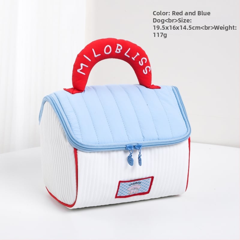 Geantă de machiaj cu design drăguț de casă mică, poliester, model anime, fără căptușeală, izolație, pliabilă (Poliester; Model anime; Fără căptușeală; Izolație; Pliabilă)