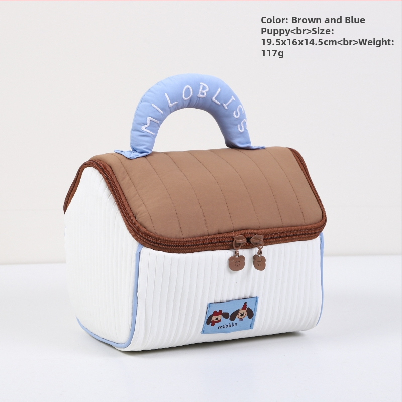 Geantă de machiaj cu design drăguț de casă mică, poliester, model anime, fără căptușeală, izolație, pliabilă (Poliester; Model anime; Fără căptușeală; Izolație; Pliabilă)