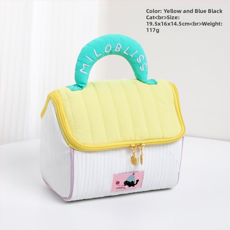 Geantă de machiaj cu design drăguț de casă mică, poliester, model anime, fără căptușeală, izolație, pliabilă (Poliester; Model anime; Fără căptușeală; Izolație; Pliabilă)