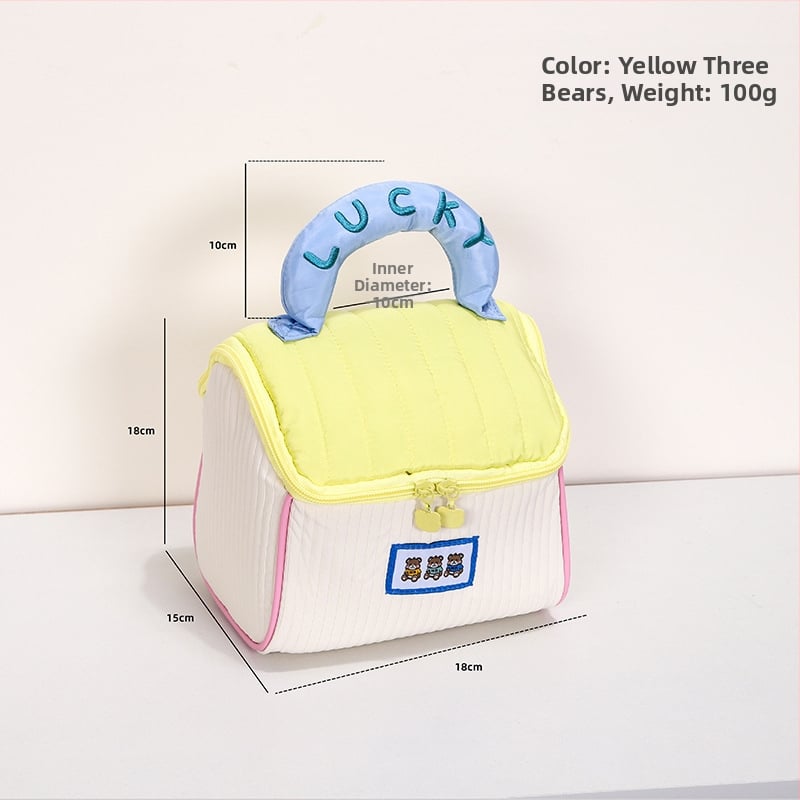 Geantă de machiaj cu design drăguț de casă mică, poliester, model anime, fără căptușeală, izolație, pliabilă (Poliester; Model anime; Fără căptușeală; Izolație; Pliabilă)