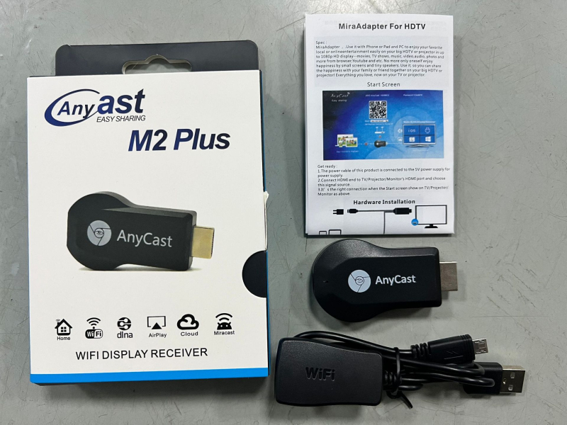 Bezvadu Anycast ekrāna projektors — HDMI 1080p izvade, A210 procesors, 128MB atmiņa