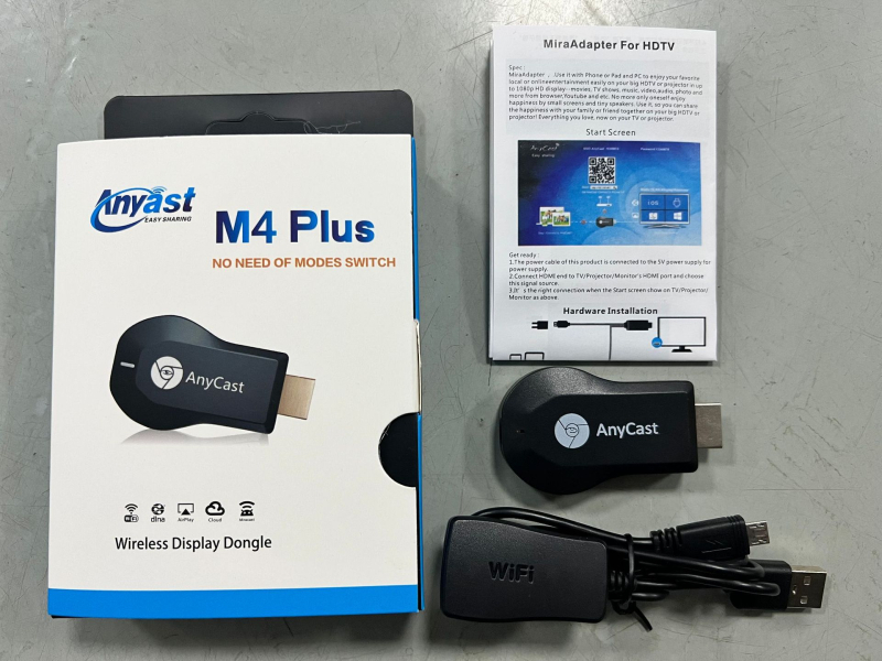 Bezvadu Anycast ekrāna projektors — HDMI 1080p izvade, A210 procesors, 128MB atmiņa