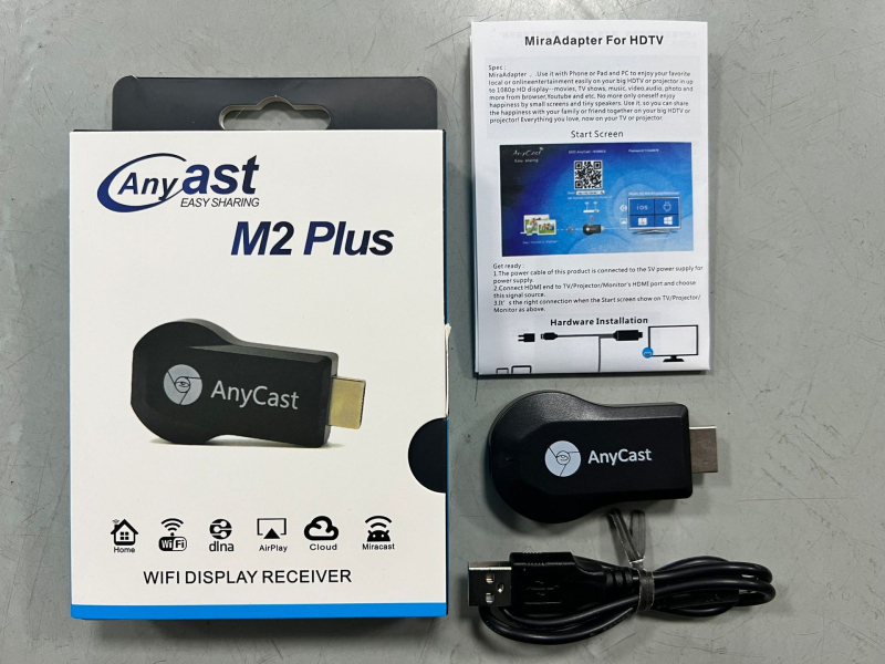 Bezvadu Anycast ekrāna projektors — HDMI 1080p izvade, A210 procesors, 128MB atmiņa