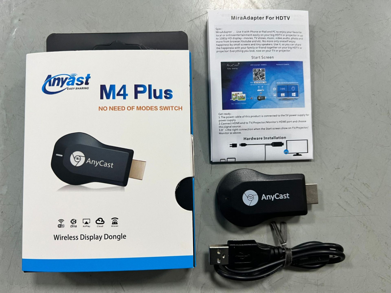 Bezvadu Anycast ekrāna projektors — HDMI 1080p izvade, A210 procesors, 128MB atmiņa