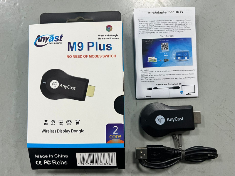 Bezvadu Anycast ekrāna projektors — HDMI 1080p izvade, A210 procesors, 128MB atmiņa