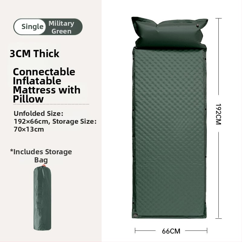 Saltea gonflabilă pentru camping în aer liber - covoraș de podea portabil pentru cort, umflare automată, compatibil cu mașina, Capacitate 1–3 persoane, Greutate netă 3 kg, Material Chun Yongfang