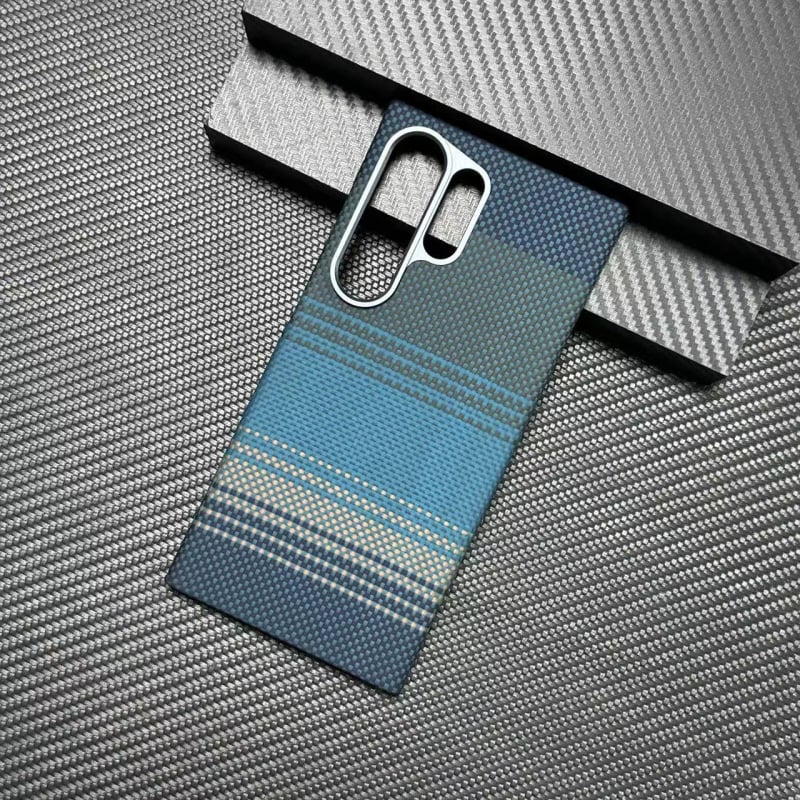 Sunset Dusk Kevlar защитен калъф за Samsung S24 Ultra, ръчно плетен арамид, магнитен