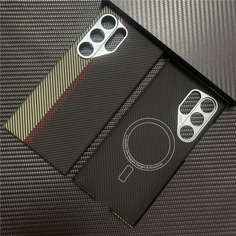 Sunset Dusk Kevlar защитен калъф за Samsung S24 Ultra, ръчно плетен арамид, магнитен