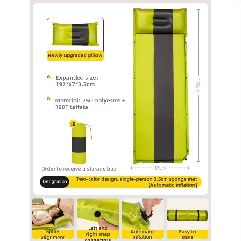 Automatiškai pripučiamas piknikų kilimėlis su šilko gėlių raštu, 2,6 kg, tinka automobiliui ir stovyklavimui