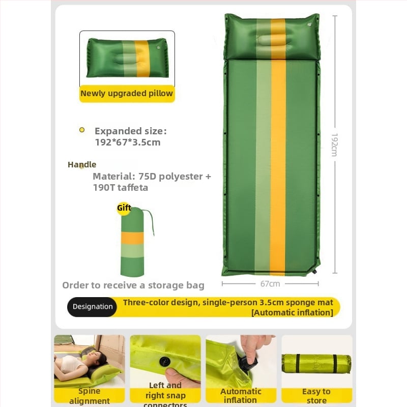 Automatiškai pripučiamas piknikų kilimėlis su šilko gėlių raštu, 2,6 kg, tinka automobiliui ir stovyklavimui