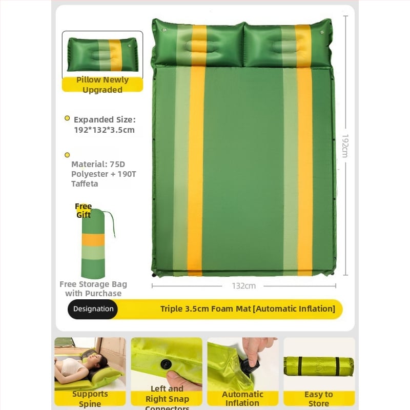 Automatiškai pripučiamas piknikų kilimėlis su šilko gėlių raštu, 2,6 kg, tinka automobiliui ir stovyklavimui