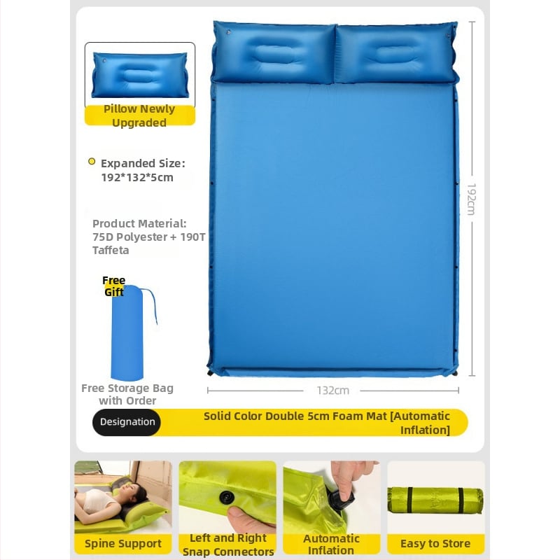 Automatiškai pripučiamas piknikų kilimėlis su šilko gėlių raštu, 2,6 kg, tinka automobiliui ir stovyklavimui