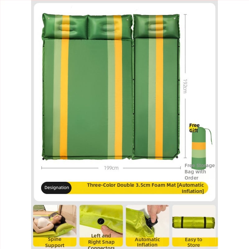 Automatiškai pripučiamas piknikų kilimėlis su šilko gėlių raštu, 2,6 kg, tinka automobiliui ir stovyklavimui