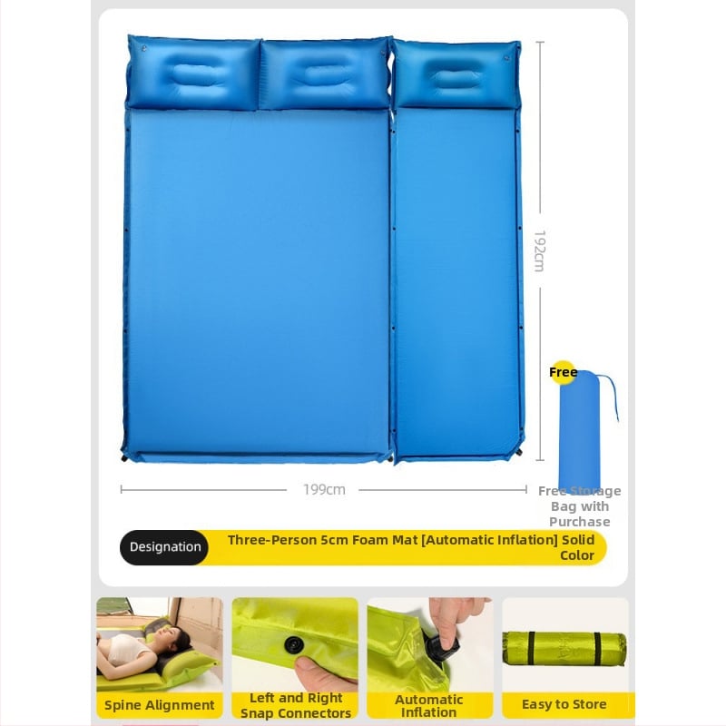 Automatiškai pripučiamas piknikų kilimėlis su šilko gėlių raštu, 2,6 kg, tinka automobiliui ir stovyklavimui