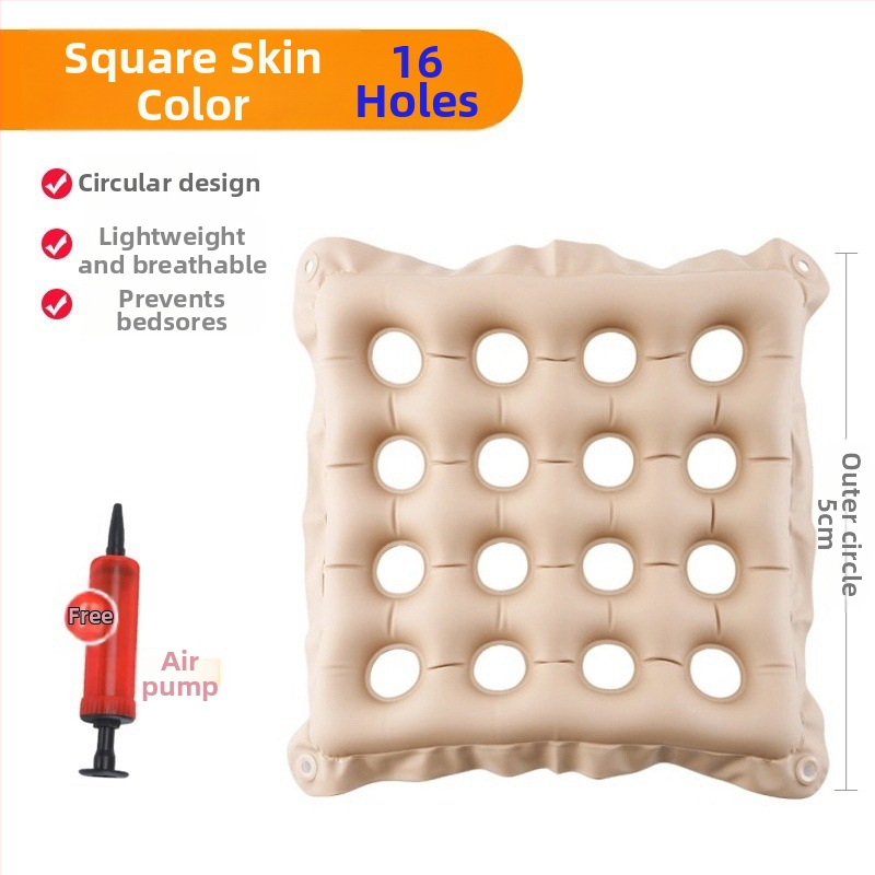 Dekubitų prevencijos oro pagalvė sėdėjimui, pripučiamas, kvėpuojantis, biurui, invalide vežimėliui, namams ir automobiliui • PVC • Modelis: 9 skylės, 16 skylių, 25 skylės • Gamintojas: Yihe Network • Dėžės kiekis: 60