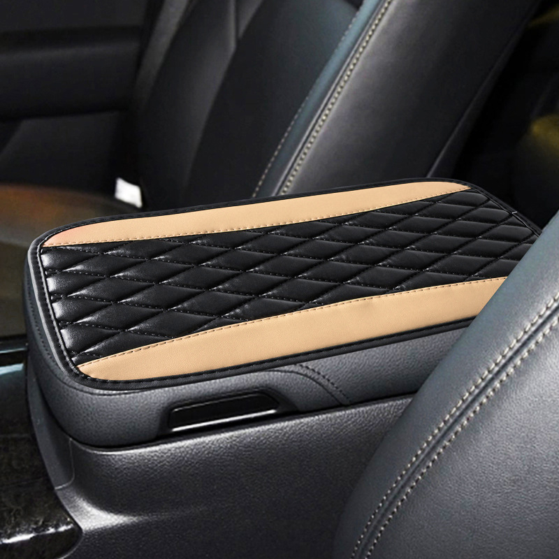 Kožni jastučić za pretinac naslona automobila, Mocha Chi, univerzalna kompatibilnost, šivani 3D dizajn, kućište ručice automobila