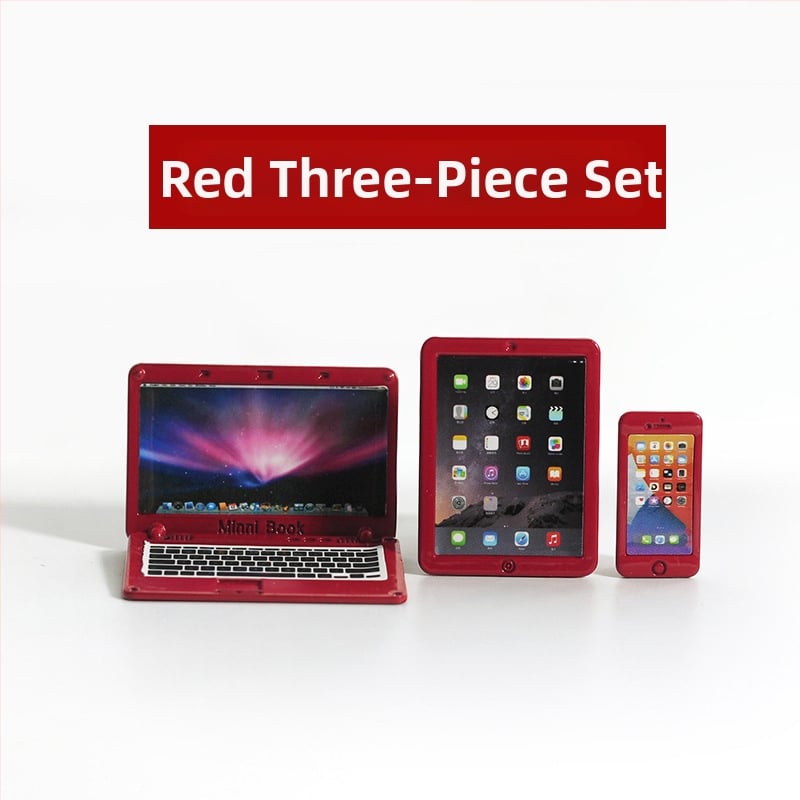 Αξεσουάρ για σπίτι κούκλας — Μίνι αναδιπλούμενο σημειωματάριο, μιμητικός μίνι υπολογιστής, tablet και τηλέφωνο, μοντέλο τριών μερών N122 (Υλικό: κράμα; Τρόπος επεξεργασίας: προσαρμογή δείγματος; 3C: παιχνίδια άνω των 14 ετών; Ηλικία: 18+)