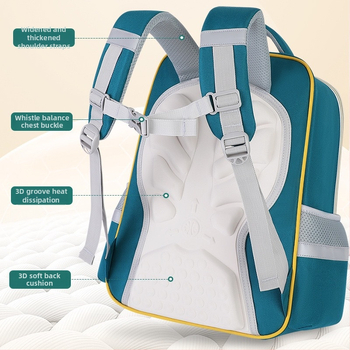 Korėjiečių stiliaus vaikų mokyklinė kuprinė 1–6 klasei, unisex, nailonas, kvėpuojanti, ultra lengva, stuburo apsauga, oro pagalvės pečių dirželiai