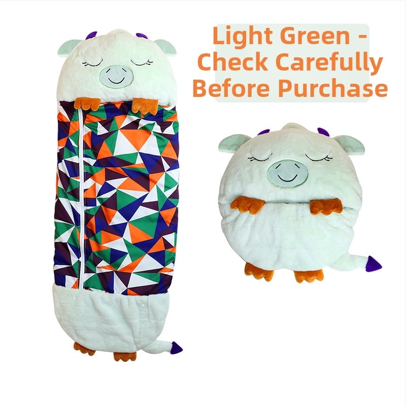 Детски плюшен спален чувал с вградена възглавница и съхранение, двоен спален чувал и одеяло, полиестерна материя, пълнеж: памук и кух памук, тегло 0.55–1.0 кг