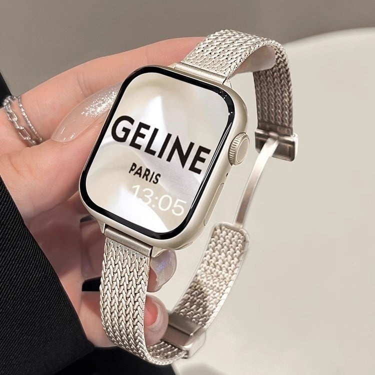 Brăţară de ceas din metal magnetică pentru Apple Watch – Design stilat, în formă de spic de grâu, pentru femei