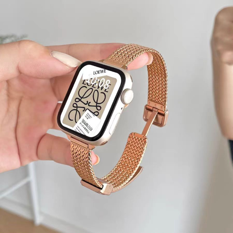 Brăţară de ceas din metal magnetică pentru Apple Watch – Design stilat, în formă de spic de grâu, pentru femei