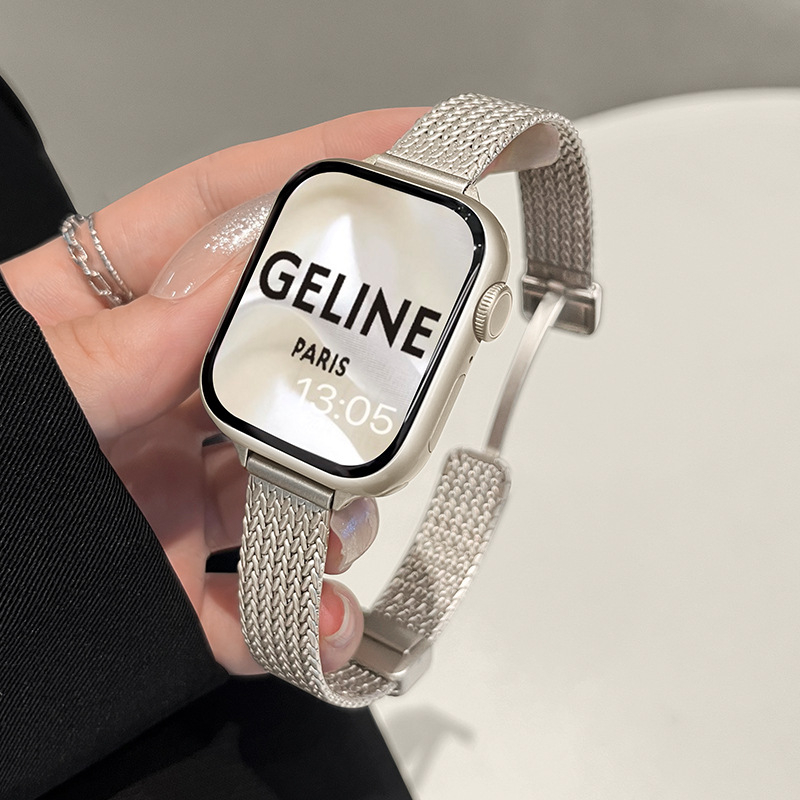 Brăţară de ceas din metal magnetică pentru Apple Watch – Design stilat, în formă de spic de grâu, pentru femei