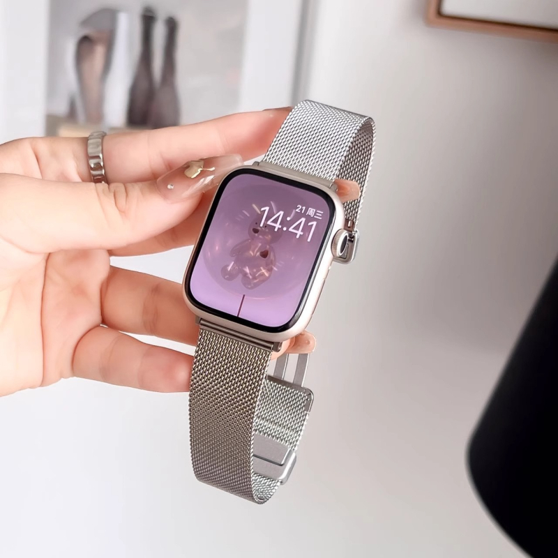 Brăţară de ceas din metal magnetică pentru Apple Watch – Design stilat, în formă de spic de grâu, pentru femei