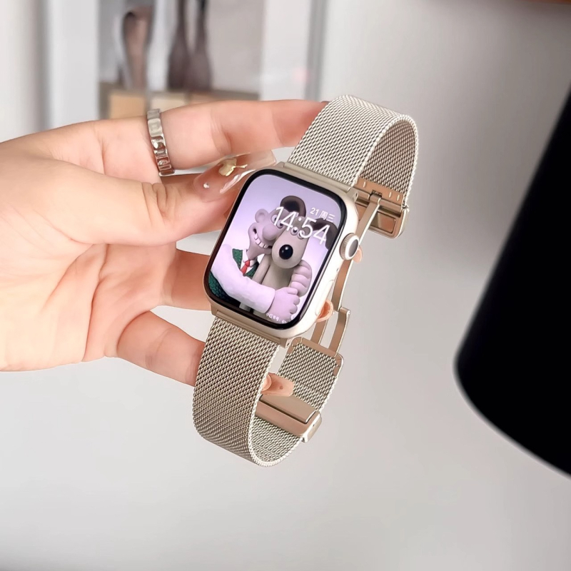 Brăţară de ceas din metal magnetică pentru Apple Watch – Design stilat, în formă de spic de grâu, pentru femei