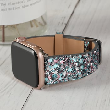 Apple Watch Series 1–11 juostelė su Kalėdinėmis blizgučiomis detalėmis; Prekės ženklas: Neutral; Medžiaga: imitacinė oda; Stilius: madingas; Privatūs ženklai: Taip