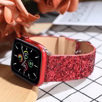 Apple Watch Series 1–11 juostelė su Kalėdinėmis blizgučiomis detalėmis; Prekės ženklas: Neutral; Medžiaga: imitacinė oda; Stilius: madingas; Privatūs ženklai: Taip