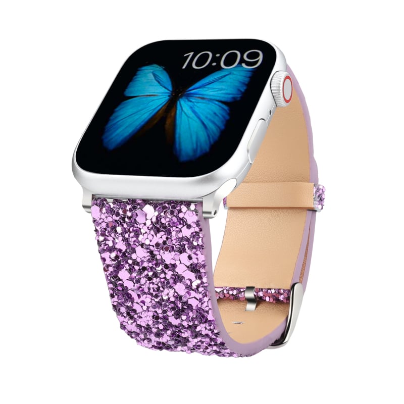 Apple Watch Series 1–11 juostelė su Kalėdinėmis blizgučiomis detalėmis; Prekės ženklas: Neutral; Medžiaga: imitacinė oda; Stilius: madingas; Privatūs ženklai: Taip