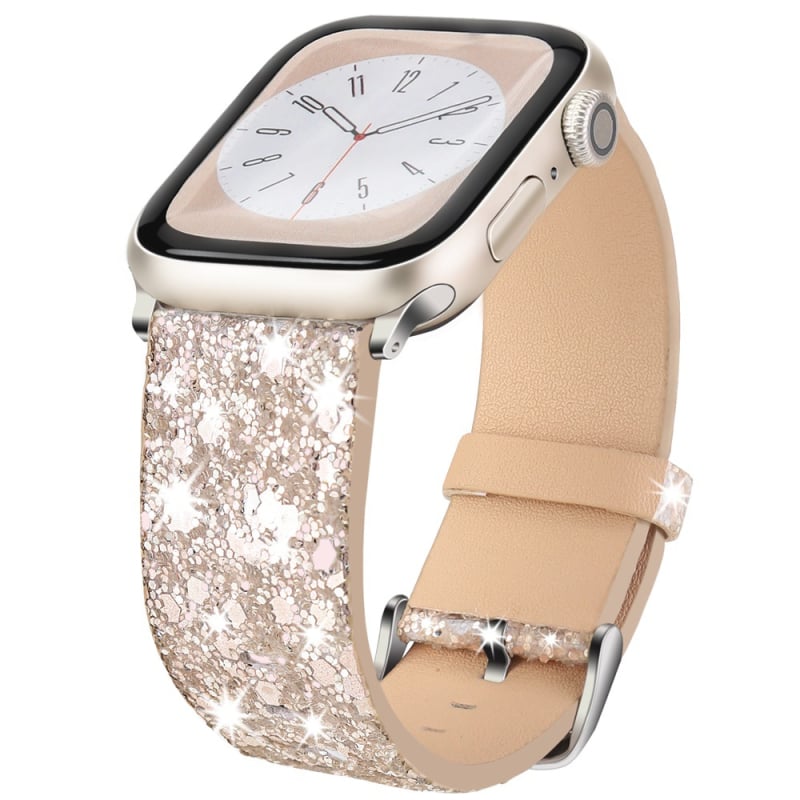 Apple Watch Series 1–11 juostelė su Kalėdinėmis blizgučiomis detalėmis; Prekės ženklas: Neutral; Medžiaga: imitacinė oda; Stilius: madingas; Privatūs ženklai: Taip