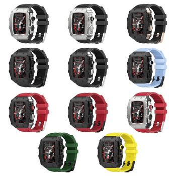 Hualimei metallkorpus Apple Watch S8 jaoks, koos integreeritud rihma ja karastatud filmiga