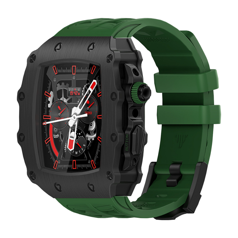 Hualimei metallkorpus Apple Watch S8 jaoks, koos integreeritud rihma ja karastatud filmiga