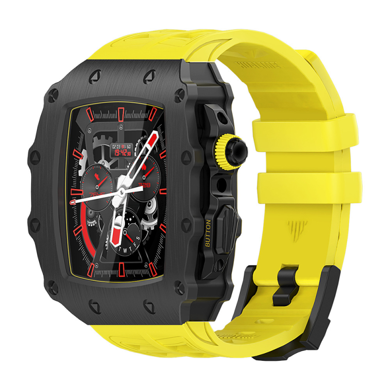 Hualimei metallkorpus Apple Watch S8 jaoks, koos integreeritud rihma ja karastatud filmiga