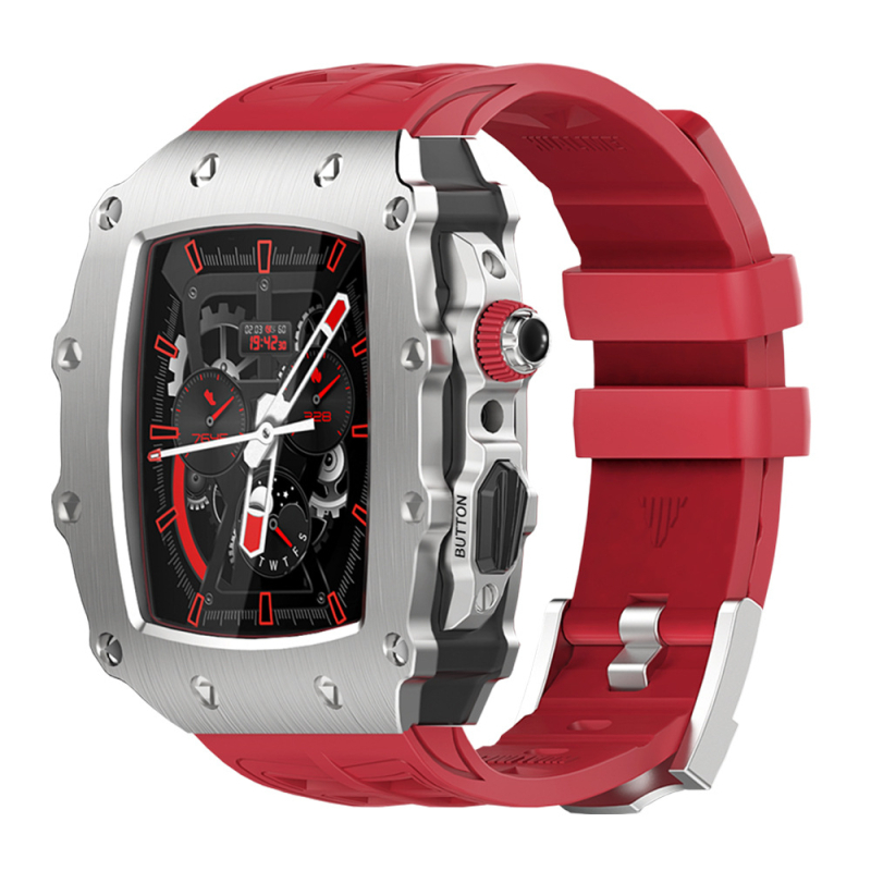 Hualimei metallkorpus Apple Watch S8 jaoks, koos integreeritud rihma ja karastatud filmiga