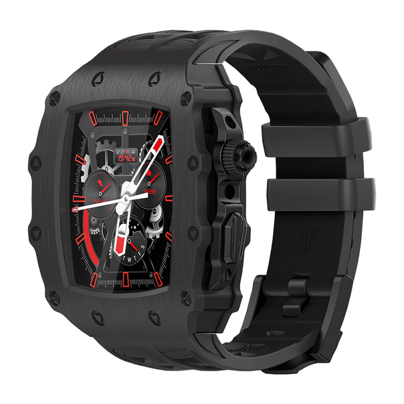 Hualimei metallkorpus Apple Watch S8 jaoks, koos integreeritud rihma ja karastatud filmiga