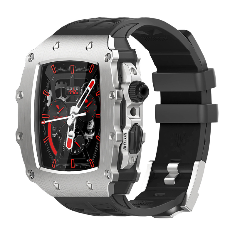 Hualimei metallkorpus Apple Watch S8 jaoks, koos integreeritud rihma ja karastatud filmiga