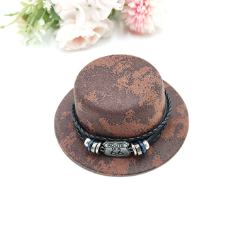 Pălărie cowboy pentru animale de companie cu model desen animat, poliester, țesătură grea plată, prelucrare mecanizată, potrivită pentru toate anotimpurile, pălărie pentru petrecere de ziua de naștere