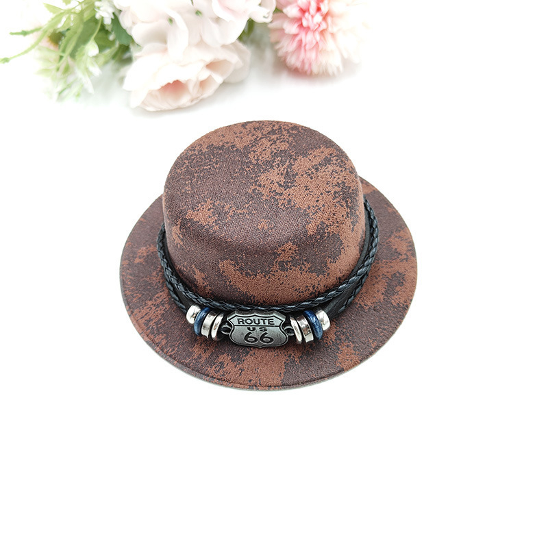 Pălărie cowboy pentru animale de companie cu model desen animat, poliester, țesătură grea plată, prelucrare mecanizată, potrivită pentru toate anotimpurile, pălărie pentru petrecere de ziua de naștere